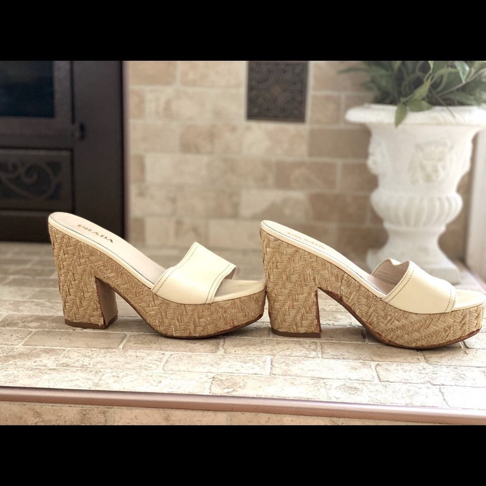 New: Prada Platform Slides Espadrille Sandals - image 3